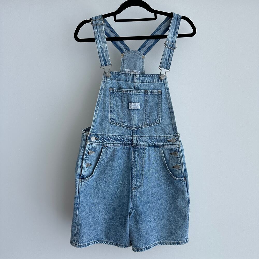 Free People Levi's Overalls Shorts Denim Shortalls Festival Bib Farmer - Picture 6 of 12